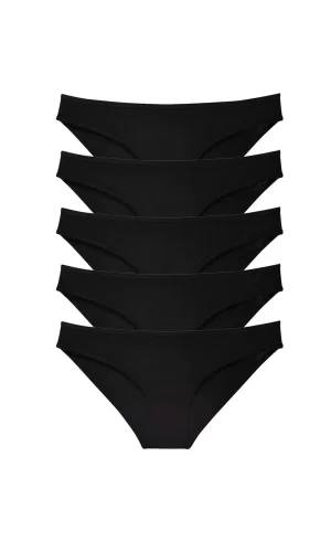 5 adet Süper Eko Set Likralı Kadın Slip Külot Siyah