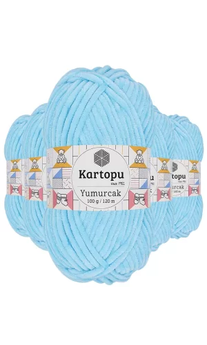 5 Adet Yumurcak Kadife El Örgü İpi Açık Turkuaz K516