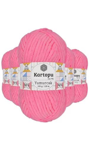 5 Adet Yumurcak Kadife El Örgü İpi Fosfor Pembe K773