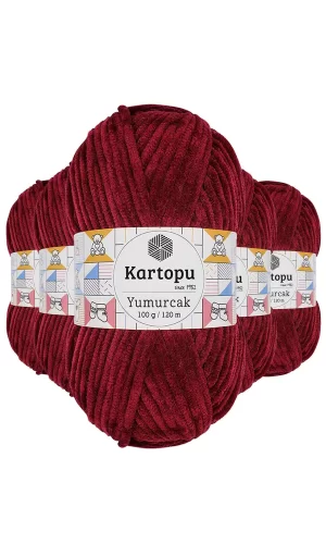 5 Adet Yumurcak Kadife El Örgü İpi Vişne Çürüğü K106