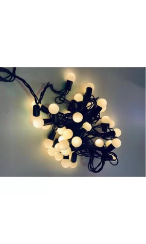 5 Metre 28 Mini Top Led Sarı Işık Fişli Siyah Kablo