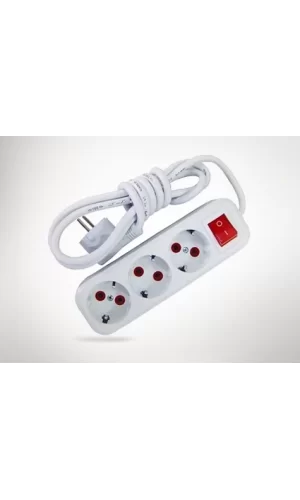 5 Mt Kablolu Anahtarlı 3 Lü Topraklı Grup Priz