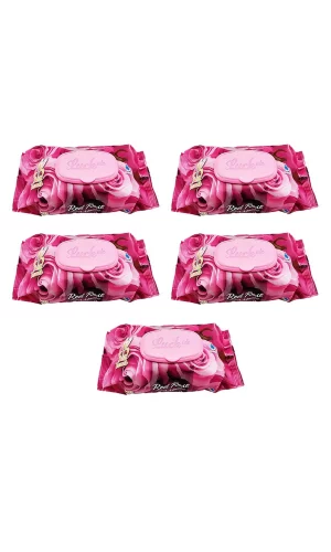 5 Paket Red Rose Islak Havlu Mendil 90 Adet Kapaklı Gül Kokulu