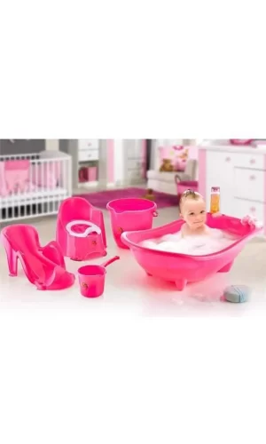 5 Parça Oturaklı Bebek Bakım Yıkama Seti Pembe