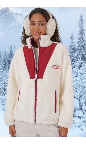5194 Peluş Mont Ceket - Bordo