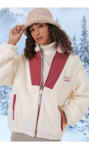 5194 Peluş Mont Ceket - Kiremit