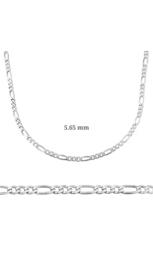 Luz&Pos 5.65 Mm Gümüş Figaro Zincir - 160 Mikron