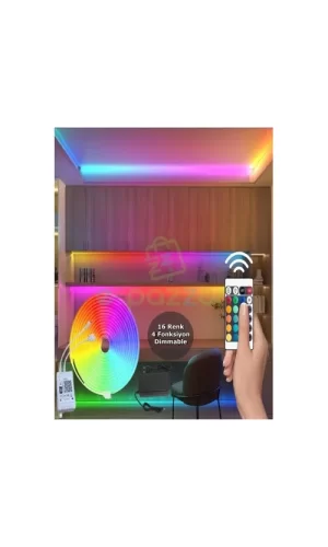 5m 16 Renk 4 Fonksiyonlu Esnek Şerit Neon Led