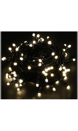 5m Boncuk Lamba Gün Işığı 8 Fonksiyon 100 Led Fişli Siyah Kablo