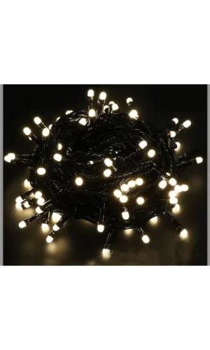 5m Boncuk Lamba Gün Işığı 8 Fonksiyon 100 Led Fişli Uzatma Kablolu siyah kablo