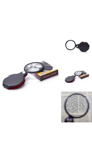 5x 60mm Cam Optik Lens,katlabilir,deri Kaplamalı Cep Büyüteçxx1051