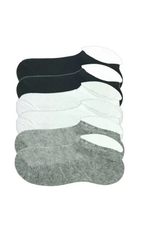6 Adet Çocuk Sneaker Patik Çorap Siyah Beyaz Gri