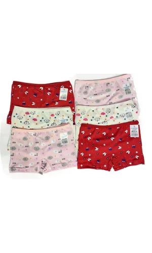 6 Adet Kız Çocuk Desenli Penye Boxer 403
