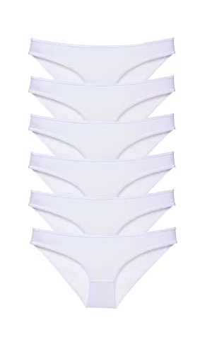 6 adet Süper Eko Set Likralı Kadın Slip Külot Beyaz
