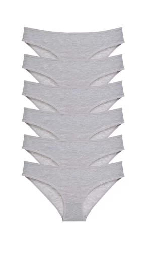 6 adet Süper Eko Set Likralı Kadın Slip Külot Gri