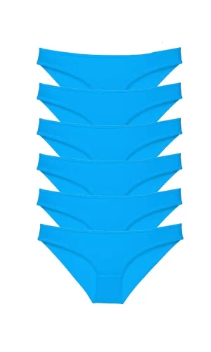 6 adet Süper Eko Set Likralı Kadın Slip Külot Mavi