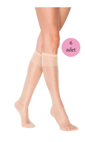 6 Adet Süper Ince 15 den Mat Pantolon Çorabı Açık Ten
