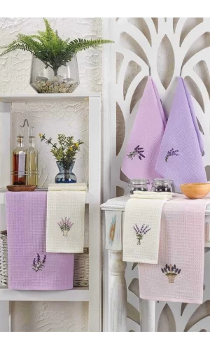 6 Parça Mutfak Kurulama Bezi 30 X 50 Cm Lavender Flower