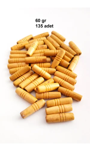 60 Gr (135 Adet) Ahşap Boncuk 25 mm boy x 10 mm en Doğal Ahşap Makrome El İşi Çanta