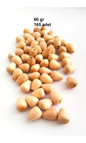 60 Gr (165 Adet) Ahşap Boncuk 12 mm boy x 10 mm en Doğal Ahşap Makrome El İşi Çanta