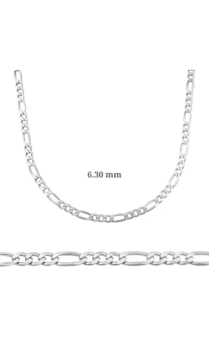 Luz&Pos 6.30 Mm Gümüş Figaro Zincir - 180 Mikron
