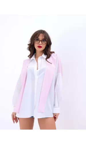 6749 GÖMLEK-PEMBE ÇİZGİLİ