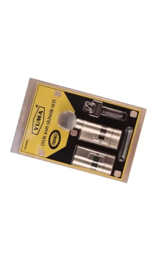 68mm Mandallı Çelik Kapı Tuzaklı Barel Seti - Saten