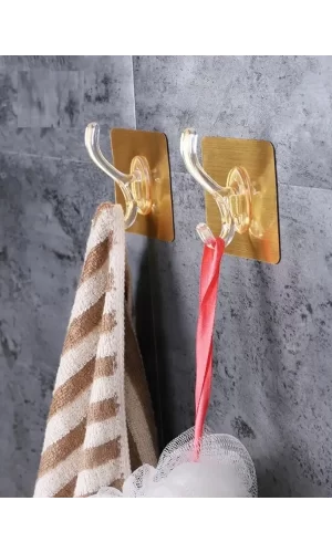 6lı Gold Kanca Askı Güçlü Yapışkanlı Mutfak Banyo Askısı