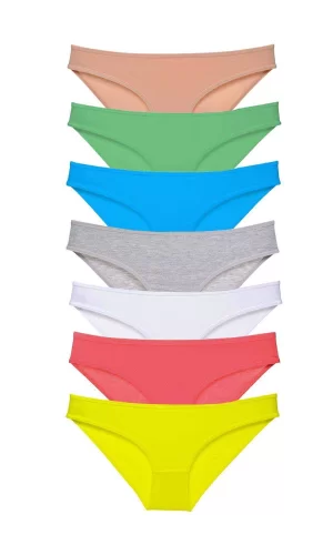 7 adet Süper Eko Set Likralı Kadın Slip Külot Çok Renkli