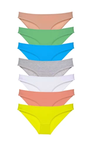 7 adet Süper Eko Set Likralı Kadın Slip Külot Çok Renkli