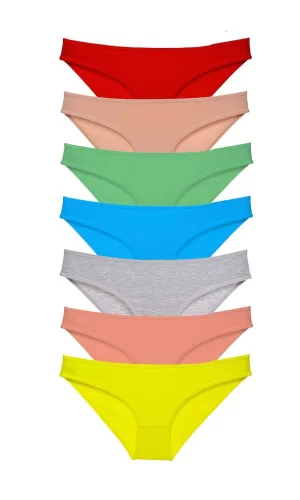 7 adet Süper Eko Set Likralı Kadın Slip Külot Çok Renkli