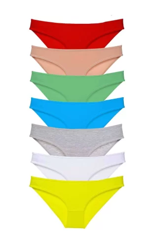 7 adet Süper Eko Set Likralı Kadın Slip Külot Çok Renkli
