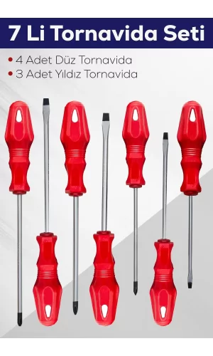 7li Tornavida Seti (4 Adet Düz Tornavida 3 Adet Yıldız Tornavida)