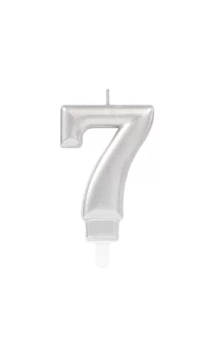 7 Rakam Mum Gümüş Renk