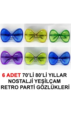 70li 80li Yıllar Nostalji Yeşilçam Retro Parti Gözlükleri 6 Adet