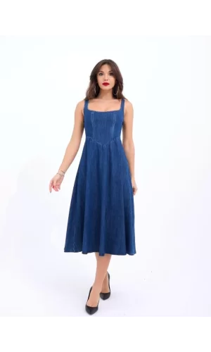 7142 KOT ELBİSE-MAVİ