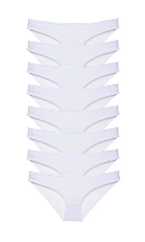 8 adet Süper Eko Set Likralı Kadın Slip Külot Beyaz