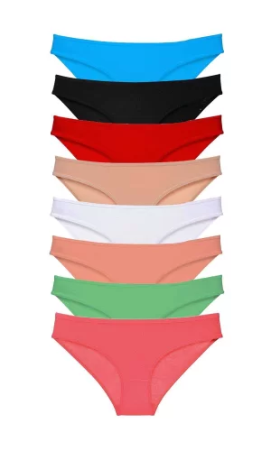 8 adet Süper Eko Set Likralı Kadın Slip Külot Set 5