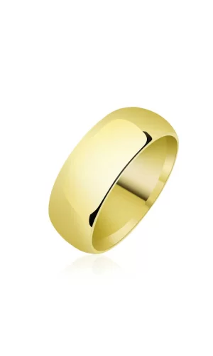 8 mm Düz Bombeli Gold Gümüş Alyans