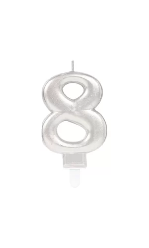 8 Rakam Mum Gümüş Renk