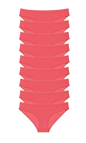 9 adet Süper Eko Set Likralı Kadın Slip Külot Fuşya