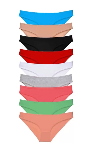 9 adet Süper Eko Set Likralı Kadın Slip Külot Tüm Renkler