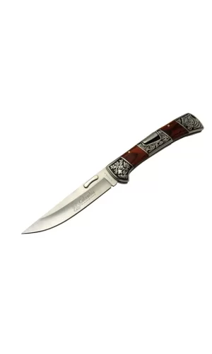 A 3159 A Kamp Çakı 24 Cm - İşlemeli Gül Ağacı Saplı, Kemerlikli
