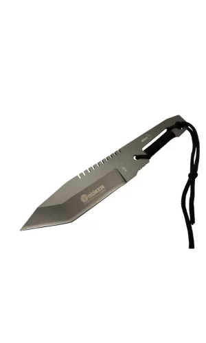 A13 Komple Metal Kamp Bıçak 23 Cm - Tırtıklı, İp Saplı, Kılıflı