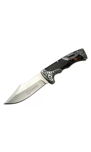 A3157b Kahverengi Av / Kamp Çakı 23 Cm - Sedef İşlemeli Saplı,