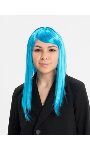 Açık Mavi Renk Uzun Düz Parti Peruğu