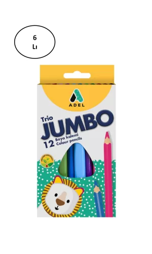 Adel Boya Kalemi Jumbo Üçgen Tam Boy 12 Renk 6lı
