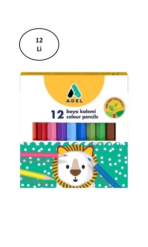Adel Kuru Boya Karton Kutu Yarım Boy 12 Renk 12li