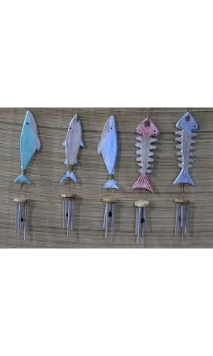 Ahşap Balıklı Metal Çan