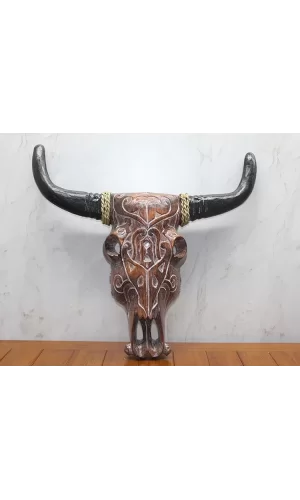 Ahşap Duvara Asmalı Bufalo Kafası Galıleo-7